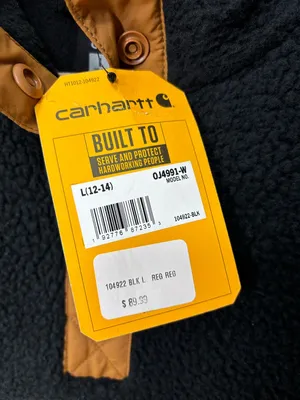 Carhartt Quarter Snap Fleece Pullover Black Tan Relaxed Fit Teddy Jacket‎ size L thumbnail 5