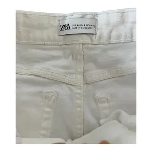 Zara White Distressed Denim Shorts Women's Size 8 thumbnail 2