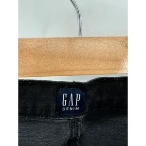 GAP Jeans Women 32 Black Denim True Skinny‎ Button Fly Raw Hem Cotton Blend thumbnail 5