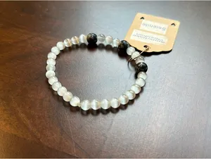 Handmade Snowflake Obsidian and Selenite Bracelet new thumbnail 2