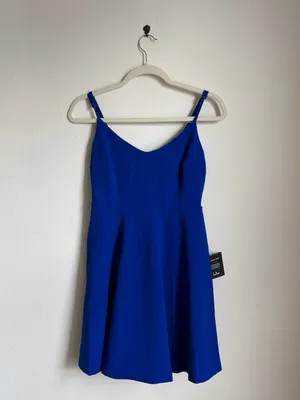 NWT Lulus Do You Wanna Dance? Royal Blue Skater Dress thumbnail 2
