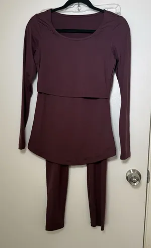 Kindred Bravely Women's Maternity XS Maternity L/S Top and Leggings Set Wine thumbnail 1