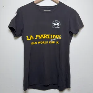 La‎ Martina Women T-Shirt Small Black Polo World Cup IX Miami Beach Graphic Tee thumbnail 1