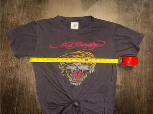 Ed Hardy Tiger Graphic T-Shirt Black Y2K Vintage Style Womens S thumbnail 4