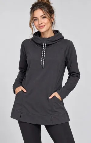ll bean womens funnel neck sweatshirt gray small pockets thumbholes thumbnail 1