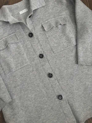 oversized knit chunky sweater grey jacket/shacket thumbnail 5