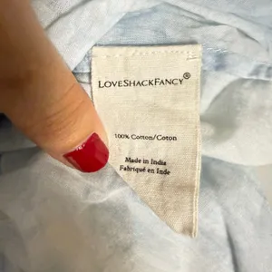 LoveShackFancy Natasha Light Blue Tie Dye Cotton Ruffled Tiered Lace Mini Dress thumbnail 11