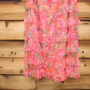 Mac Duggal 8137 Multicolor Strapless Floral Micro Ruffle Dress thumbnail 11