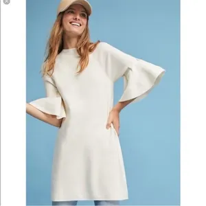 Anthropologie Moth Chester Cream White Sweater Tunic Dress Large thumbnail 2