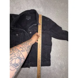 Women's Small American Eagle Black/Grey Denim‎ Jacket 100% Cotton thumbnail 8