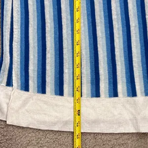 Zara Knit Dress Women's Medium Blue‎ White Vertical Stripe Linen Blend Maxi Slit thumbnail 9