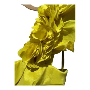 Daisy Boutique Lemon Yellow Exaggerated Shoulder Cocktail Dress Size Med… thumbnail 3