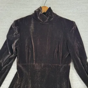 Vintage KC Spencer Velvet Maxi Dress Sz 6 Brown Turtleneck Whimsigoth Cocktail thumbnail 13