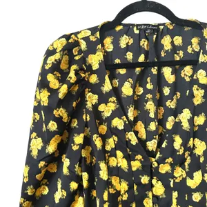 FOR‎ LOVE & LEMONS Elisa Marigold Pleated Blouse Sz XS thumbnail 4
