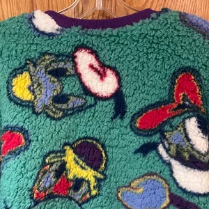 Disney Parks Donald Duck Sherpa‎ Fleece Pullover Crewneck Sweater Sweatshirt XS thumbnail 7