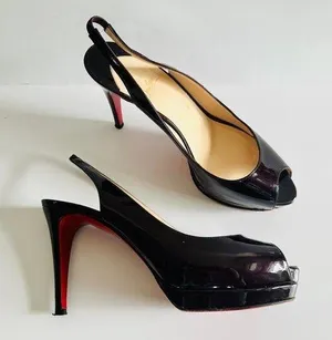 Christian Louboutin Altadama 100 Burgundy Slingback Peep Toe Patent Pump Sz 39.5 thumbnail 1