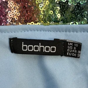 Boohoo Rainbow Sequin Wrap Mini Dress Multi Color Festival Party Sparkly Size 6 thumbnail 5