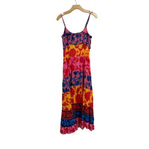 FARM Rio x Anthropologie Tiered Maxi Dress Floral Button Front Multi-Color XS thumbnail 4