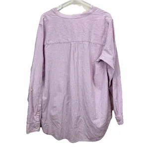 LL Bean Lavender Herringbone Organic Cotton Button Up Hi Low Shirt‎ Size XL thumbnail 9