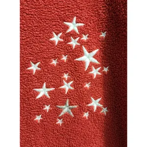 Red Fleece Lounge‎ Pants with Embroidered Stars Drawstring Casual M thumbnail 3