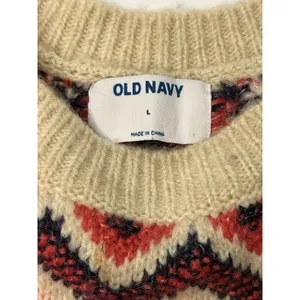 Old‎ Navy Crew Neck Fair Isle Sweater Women Sz L Wool Blend Retro Boho Boxy Warm thumbnail 5
