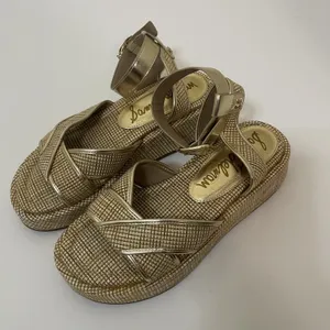 Sam Edelman Nylie Platform Ankle Strap Sandal in a woven metallic US 7.5 thumbnail 1