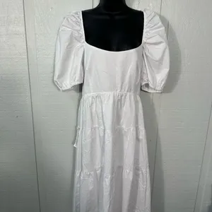 Bardot White High Low Puff Sleeve Dress Size 8 NWT thumbnail 2