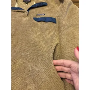 PATAGONIA Re-Tool Women's Large Snap T Fleece‎ Soft Pullover Brown/Navy~EUC thumbnail 5