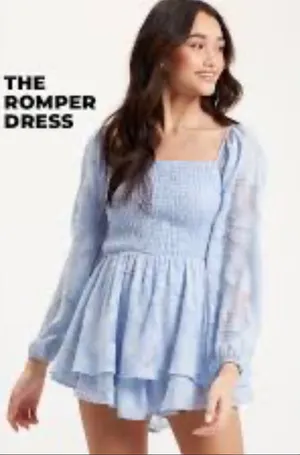 Rue21 Sky Blue Long Sleeve Romper Dress thumbnail 1