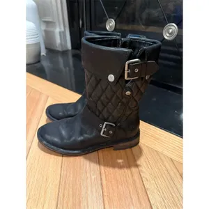 UGG Conor Moto Biker Boots Womens Black Quilted Buckle Side Zip size 6.5 thumbnail 2