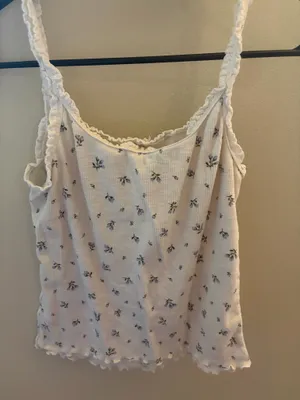 H&M Tank Top White Ruffle thumbnail 2
