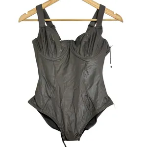 NEW TA3 Lifty Pewter Silver Underwire Corset One Piece Swimsuit Size L Short B/C thumbnail 3