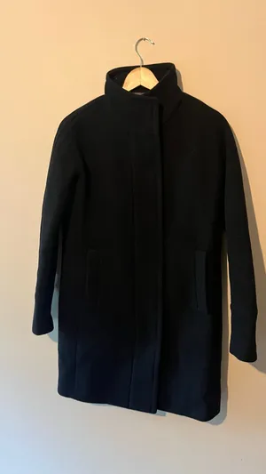 J.Crew Stadium Cloth Black Wool Blend Stand Collar Zip Coat Jacket Size 00 thumbnail 2