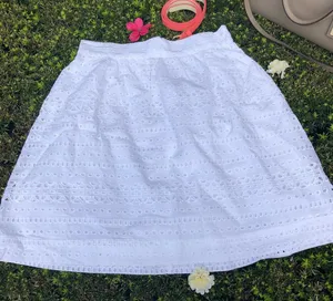 Loft white cotton eyelet skirt size XS thumbnail 1