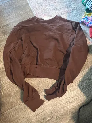 Aritzia Sunday best Brown Women's Cropped Crewneck Sweatshirt thumbnail 3