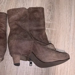 Not Rated brown zip up summer heeled mid calf boots thumbnail 5