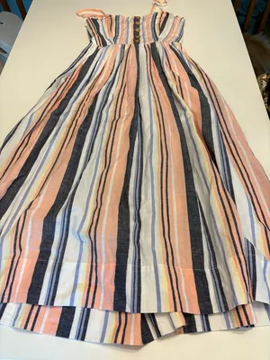 Free People Lilah pleated tube midi dress multi lined size small thumbnail 4