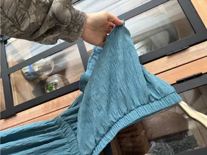 Anthropologie Teal maxi dress textured flutter short sleeve vneck ruffle tiered la la free-est thumbnail 7