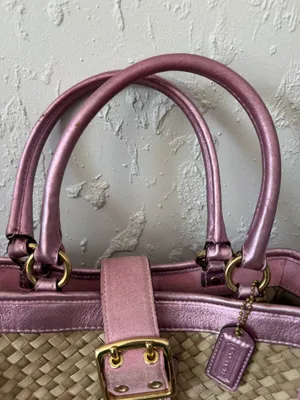 Coach Vintage 2004 Pink Straw Tote Bag - Style 4419 thumbnail 8