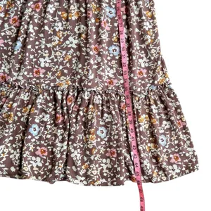 Pinkblush Boho Brown Floral Empire Waist Ruffle Hem Maternity Midi Dress Small thumbnail 11