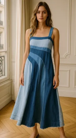 NEW Anthropologie Pilcro Seamed Smocked Midi Dress Small thumbnail 1