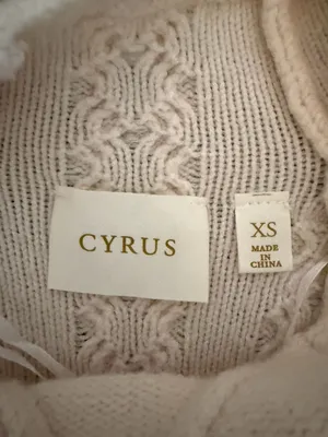 Cyrus Cream Mixed Cable‎ Knit Mock Neck Sweater Size XS thumbnail 2