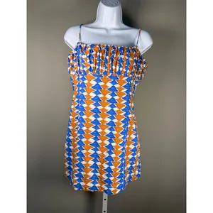 Maeve Ophelia Mini Dress Geometric Print Smocked Anthropologie Size 6‎ thumbnail 4