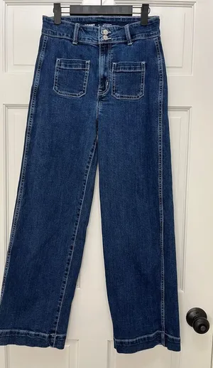 Old Navy Sky-Hi Wide Leg Patch Pocket Jeans Extra High Rise Dark Wash - Size 4 thumbnail 1