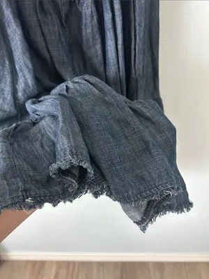 Ariat flowy dark blue open back distressed western Denim Spaghetti Midi Dress thumbnail 4