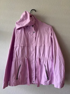 St. John's Bay Lavender Lilac Hooded Anorak Utility Jacket 100% Cotton thumbnail 1