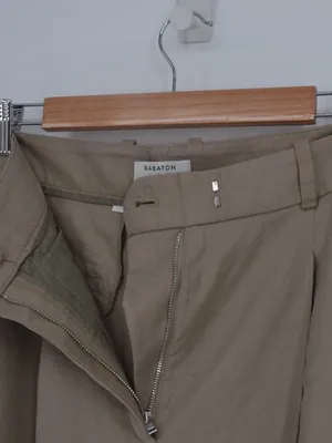 Aritzia Babaton Linen Blend Pants Womens 8 Brown High Waist Pleated Straight thumbnail 3