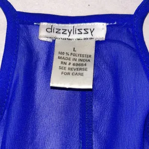 Elegant Blue Layered‎ Camisole Tank Top with Ruffle Size L thumbnail 6