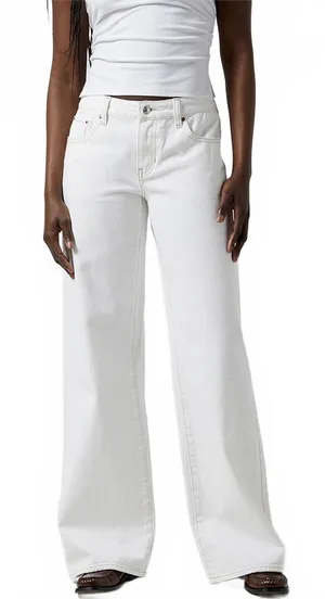 Pacsun Casey Low Rise Baggy Jeans Leopard LA & Heart Patch White NWT Tirza Sz 24 thumbnail 1