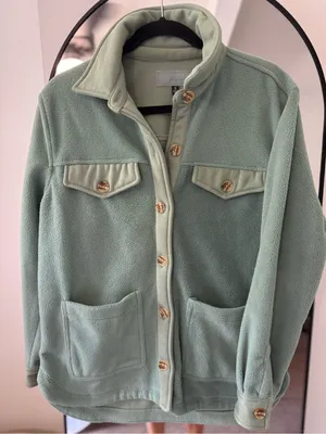 Shacket in Diamond Hands BLANKNYC ~ Sage Green Teddy Shacket Jacket - Women thumbnail 2